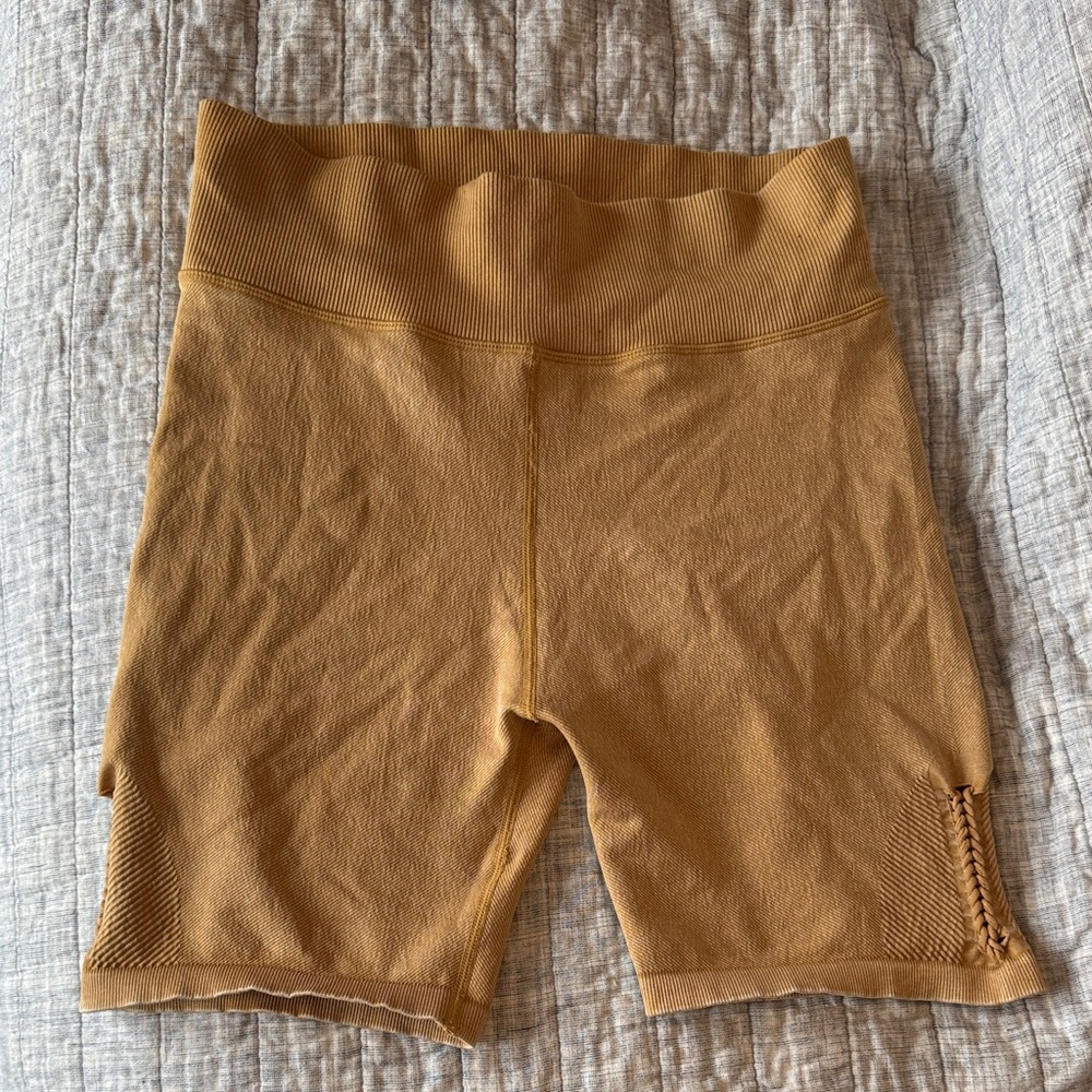 Aerie Camel Ribbed Bike Shorts